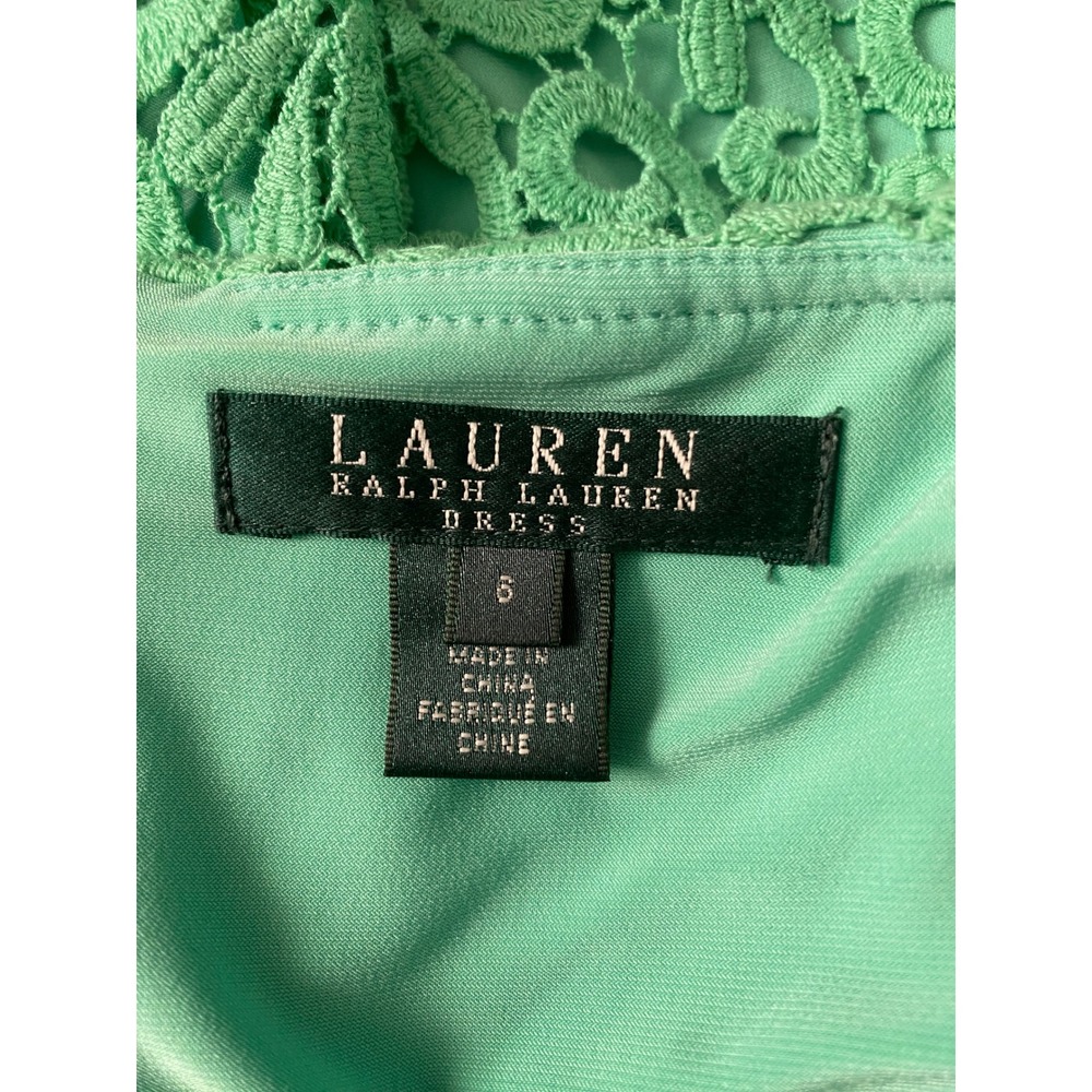 Ralph Lauren Mint Green Floral Eyelet Lace Sleeveles Sheath Party Dress 6 Preppy - Picture 7 of 12